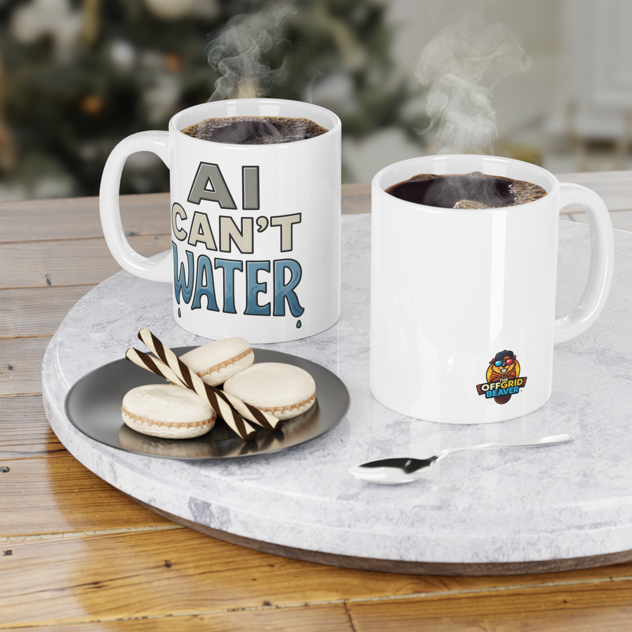 "AI Can’t" Series Mug : Water - Official OffGrid Beaver® - Image 3