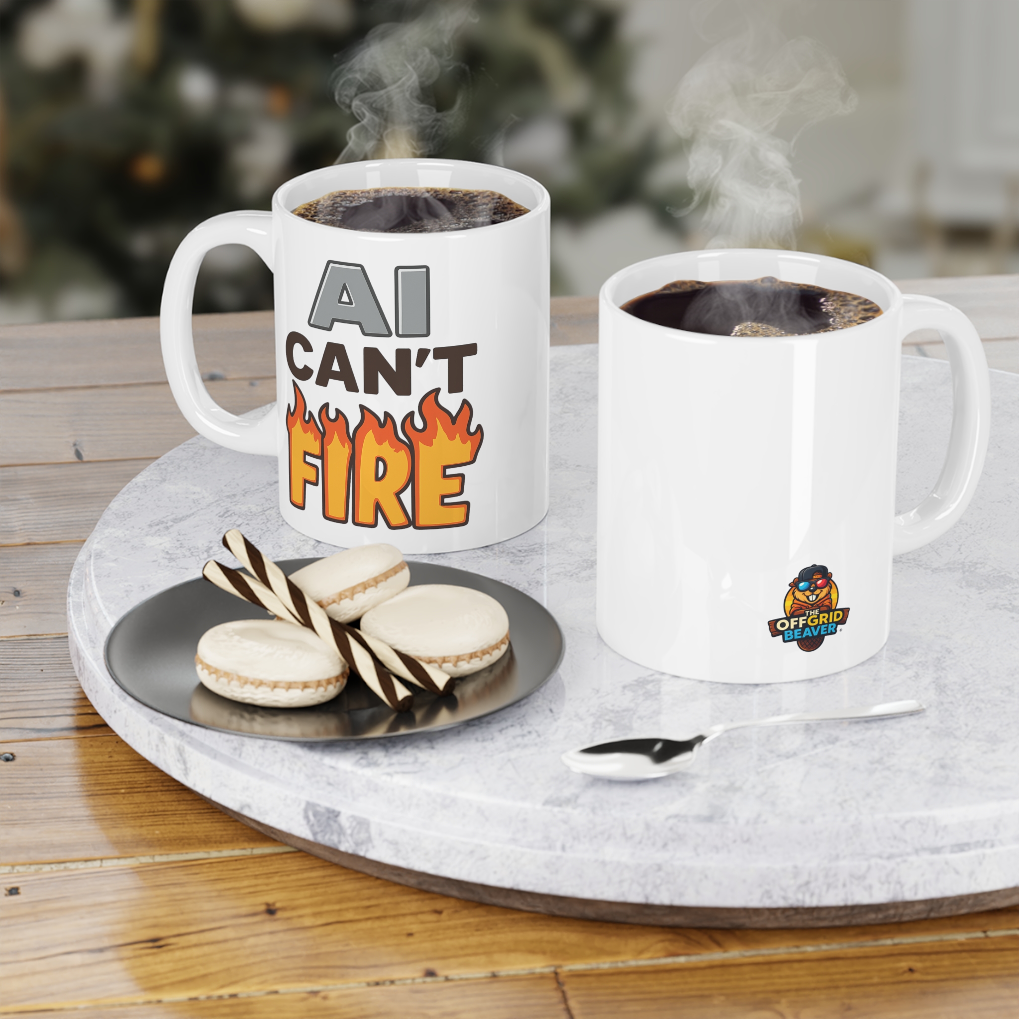 "AI Can’t" Series Mug : Fire - Official OffGrid Beaver® - Image 3