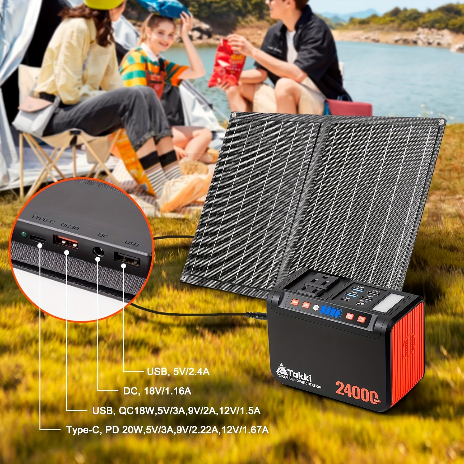 Takki Portable Power Station with Solar Panel - Image 3